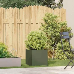 vidaXL Jardinera de acero laminado en frío 40x40x40 cm Verde oliva Discount
