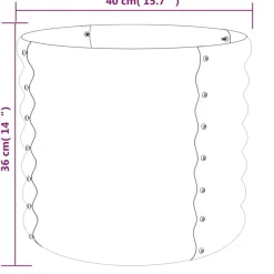 vidaXL Jardín-Jardinera de acero galvanizado 40x40x36 cm