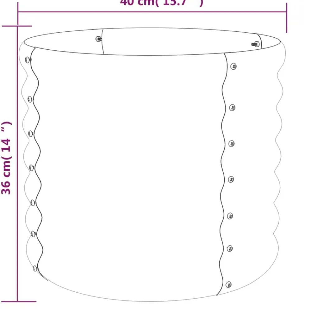 vidaXL Jardín-Jardinera de acero galvanizado 40x40x36 cm