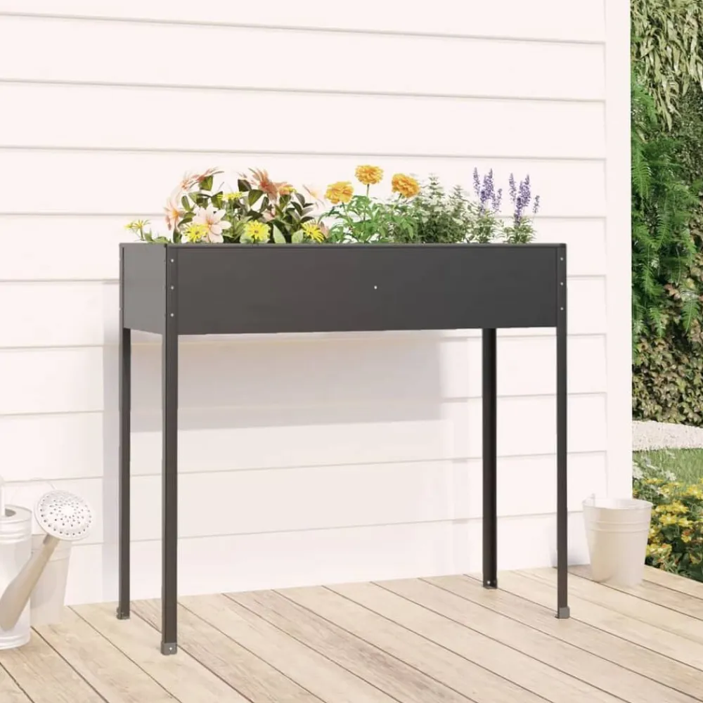 vidaXL Jardinera de acero galvanizado gris antracita 100,5x40,5x90 cm Sale
