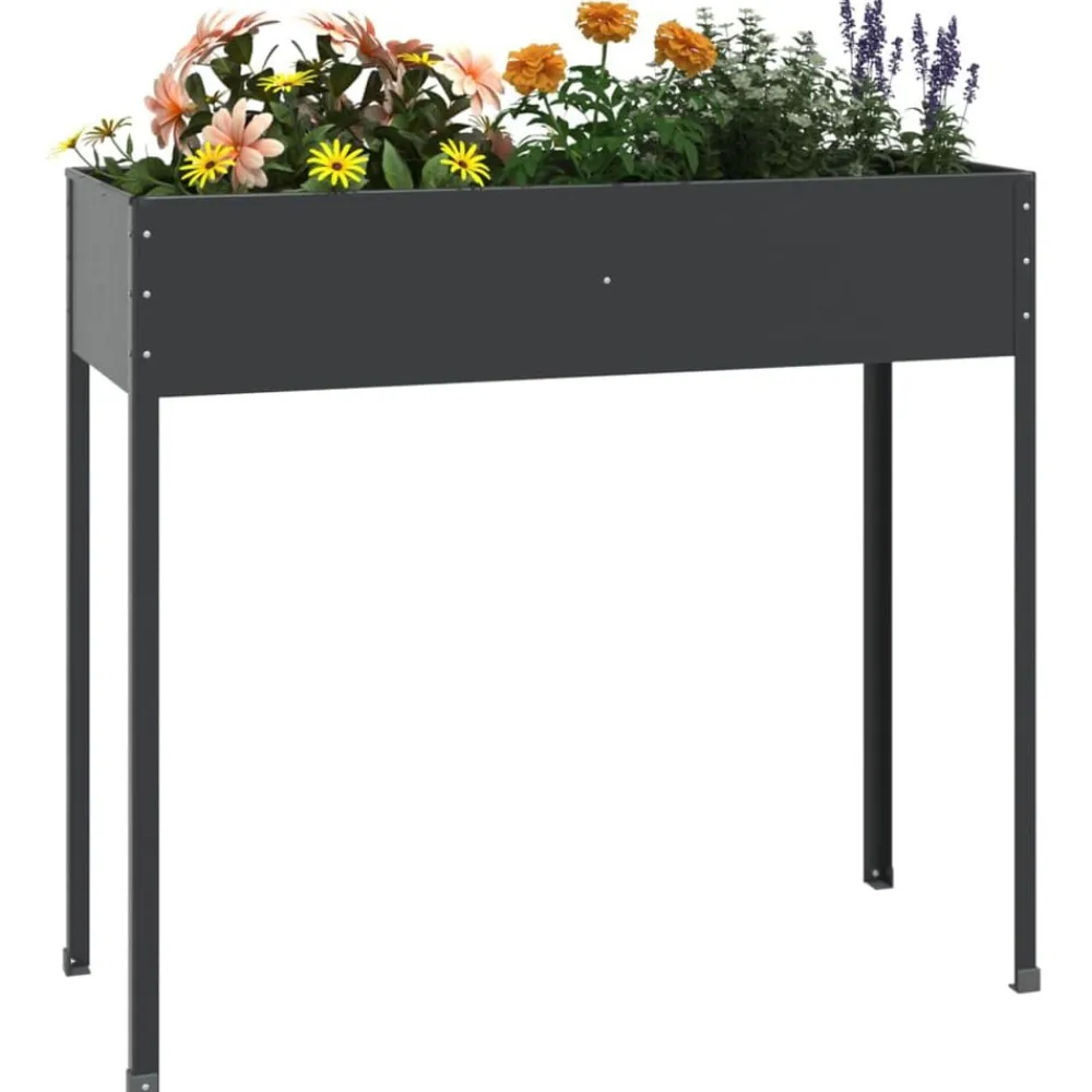 vidaXL Jardinera de acero galvanizado gris antracita 100,5x40,5x90 cm Sale