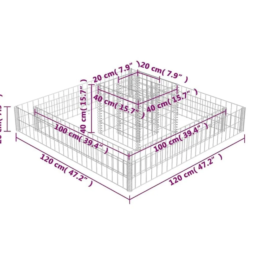vidaXL Jardinera de gaviones de acero 120x120x20 cm Discount