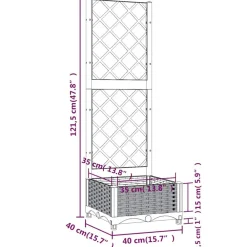 vidaXL Jardinera de jardín con enrejado azul grisáceo 40x40x121,5 cm PP Gris azulado Online