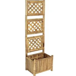 vidaXL Jardín-Jardinera de jardín con enrejado bambú 40 cm