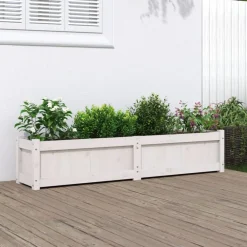 vidaXL Jardín-Jardinera de madera maciza de pino blanca 150x31x31 cm
