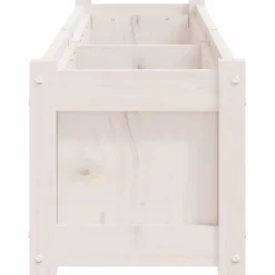 vidaXL Jardín-Jardinera de madera maciza de pino blanca 150x31x31 cm