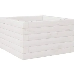 vidaXL Jardinera de madera maciza de pino blanca 40x40x23 cm Blanco Outlet