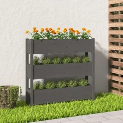 vidaXL Jardín-Jardinera de madera maciza de pino 112x25x104,5 cm