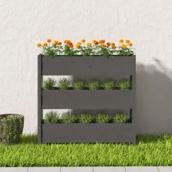 vidaXL Jardín-Jardinera de madera maciza de pino 112x25x104,5 cm