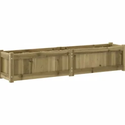 vidaXL Jardinera de madera de pino impregnada 150x31x31 cm Impregnado natural Discount