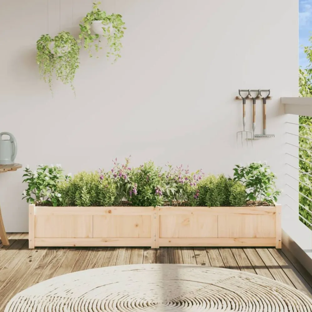 vidaXL Jardinera de madera maciza de pino 180x31x31 cm Pino natural Outlet