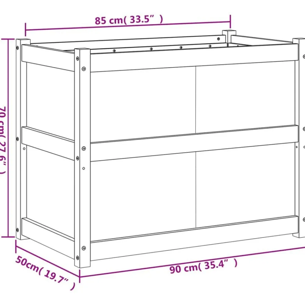 vidaXL Jardinera de madera maciza de pino 90x50x70 cm Pino natural Online