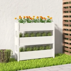 vidaXL Jardín-Jardinera de madera maciza de pino 112x25x104,5 cm