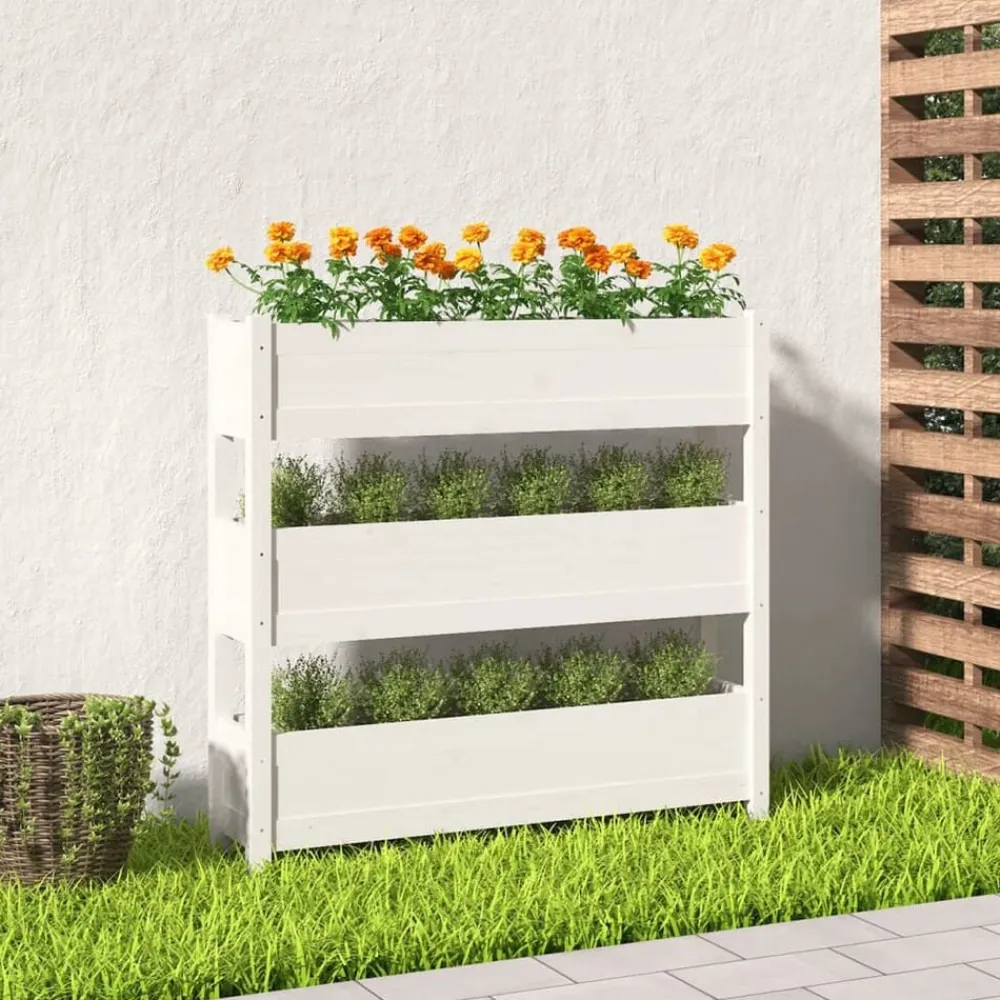 vidaXL Jardín-Jardinera de madera maciza de pino 112x25x104,5 cm