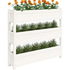 vidaXL Jardín-Jardinera de madera maciza de pino 112x25x104,5 cm