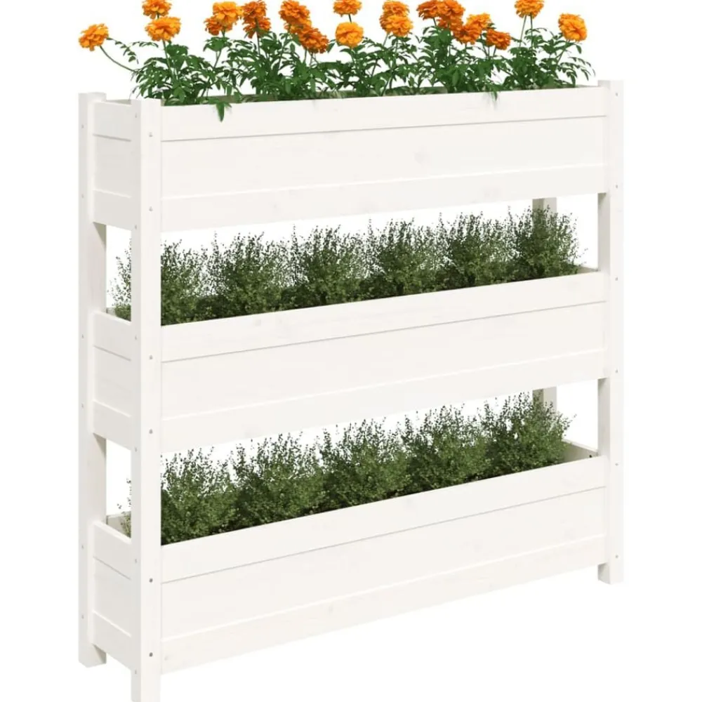 vidaXL Jardín-Jardinera de madera maciza de pino 112x25x104,5 cm