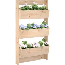 vidaXL Jardinera de pared 3 niveles madera maciza pino 60x18,5x110 cm Pino natural Outlet