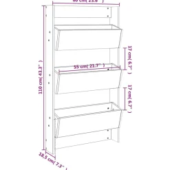 vidaXL Jardinera de pared 3 niveles madera maciza pino 60x18,5x110 cm Pino natural Outlet