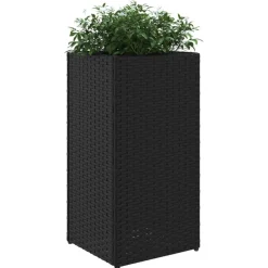 vidaXL Jardín-Jardinera de ratán sintético negra 30x30x60 cm