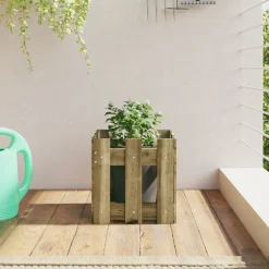 vidaXL Jardín-Jardinera diseño de valla madera de pino impregnada 30x30x30 cm
