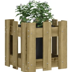 vidaXL Jardín-Jardinera diseño de valla madera de pino impregnada 30x30x30 cm