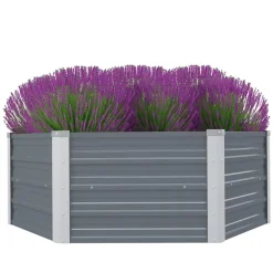 vidaXL Jardinera elevada 129x129x45 cm acero galvanizado Gris