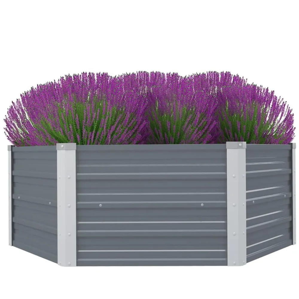 vidaXL Jardinera elevada 129x129x45 cm acero galvanizado Gris