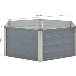 vidaXL Jardinera elevada 129x129x45 cm acero galvanizado Gris