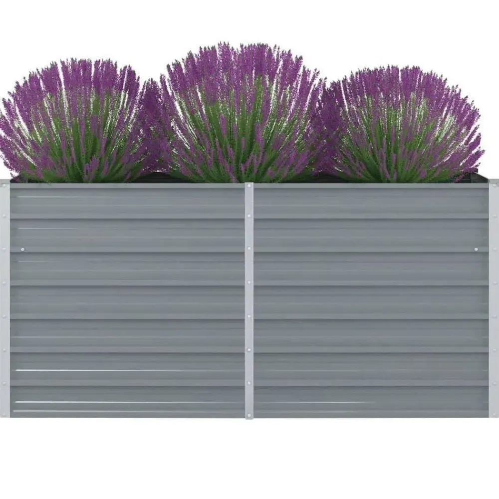 vidaXL Jardinera elevada 160x80x77 cm acero galvanizado gris