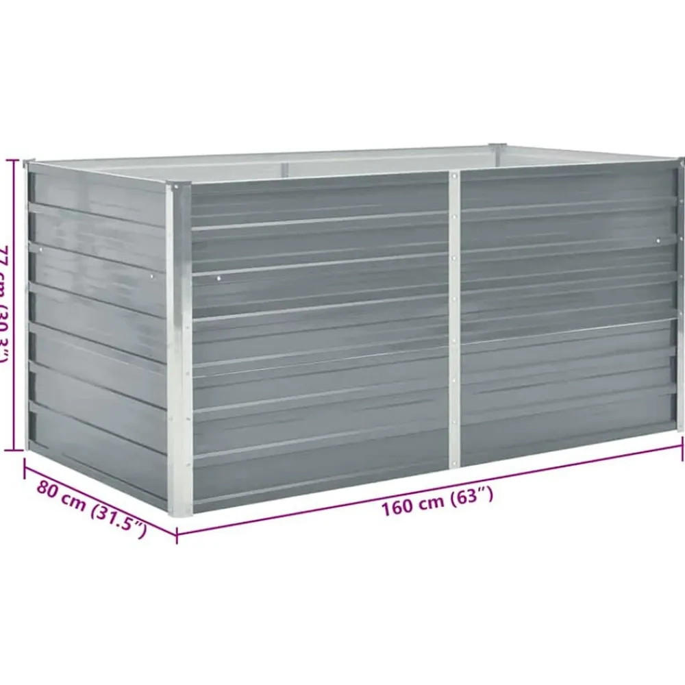 vidaXL Jardinera elevada 160x80x77 cm acero galvanizado gris