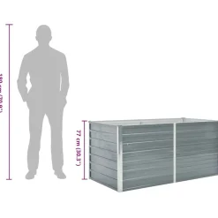 vidaXL Jardinera elevada 160x80x77 cm acero galvanizado gris