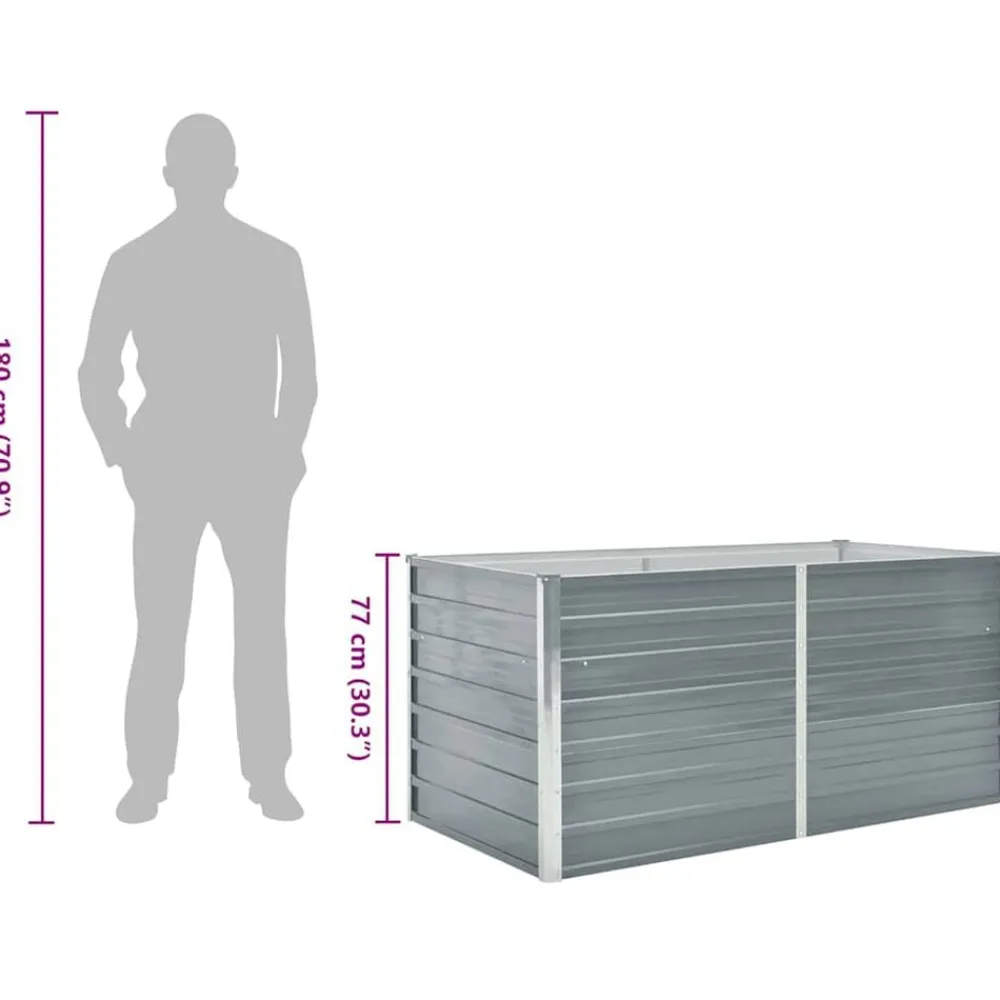 vidaXL Jardinera elevada 160x80x77 cm acero galvanizado gris