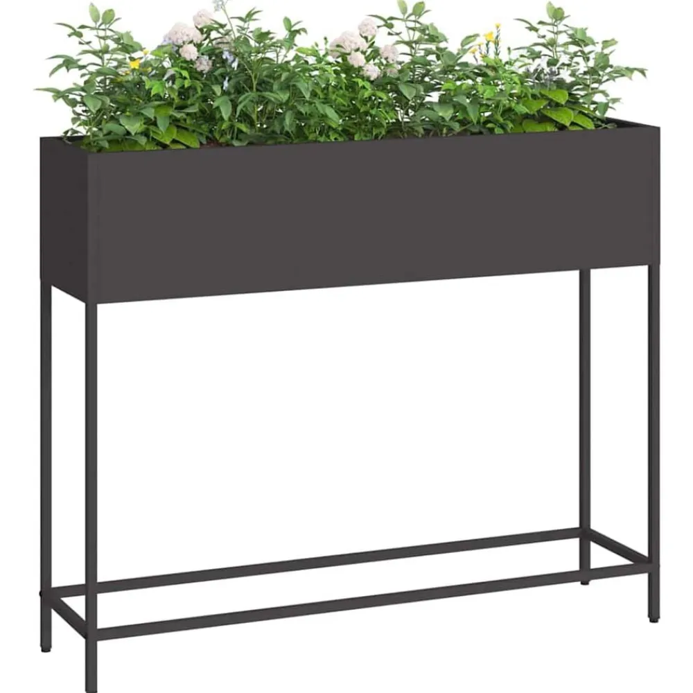 vidaXL Jardinera Elevada 100 x 26 x 82 cm Acero Negro Best