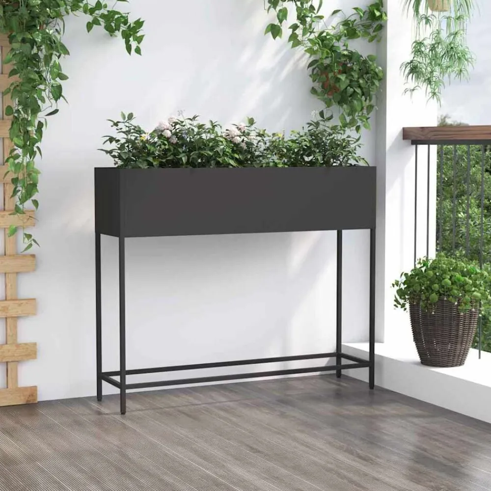 vidaXL Jardinera Elevada 100 x 26 x 82 cm Acero Negro Best