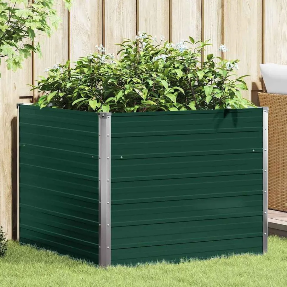 vidaXL Jardín-Jardinera elevada de acero galvanizado 100x100x77 cm