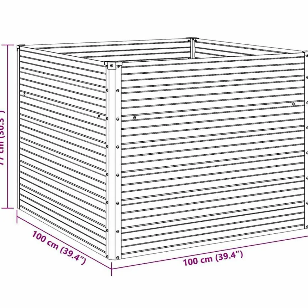 vidaXL Jardín-Jardinera elevada de acero galvanizado 100x100x77 cm