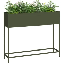 vidaXL Jardinera Elevada 100 x 26 x 82 cm Acero Verde oliva Hot