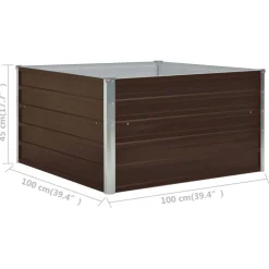 vidaXL Jardinera elevada de acero galvanizado marrón 100x100x45 cm Marr&oacute;n Hot