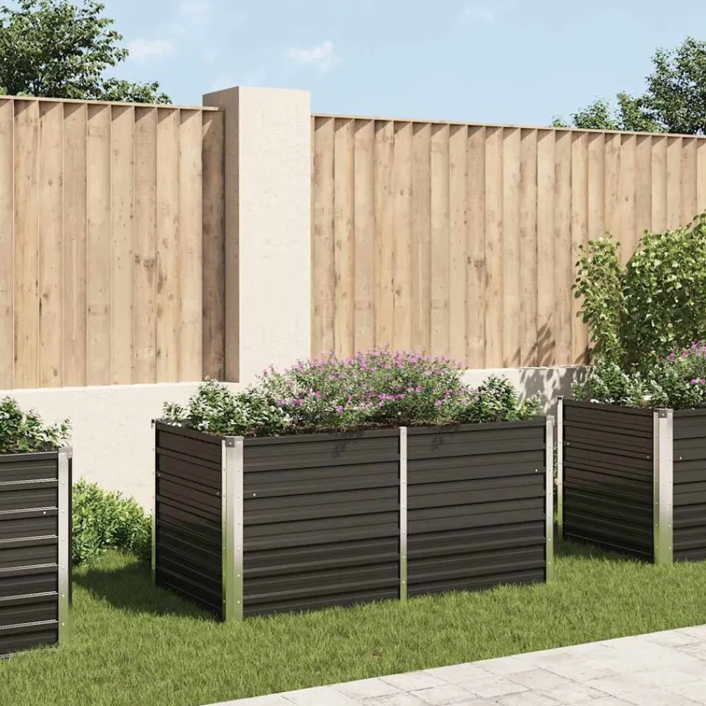 vidaXL Jardinera elevada acero galvanizado gris antracita 160x80x77cm Online
