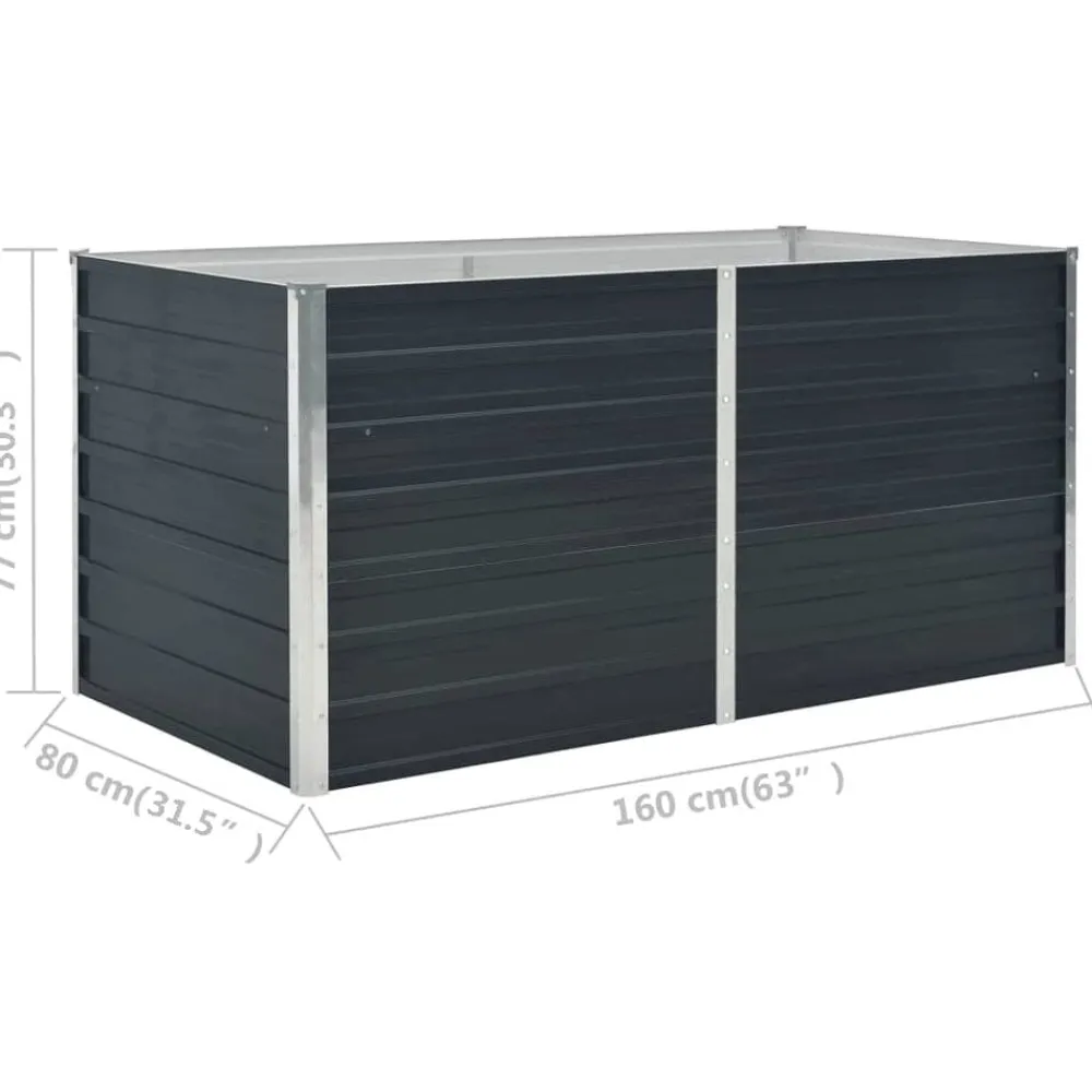 vidaXL Jardinera elevada acero galvanizado gris antracita 160x80x77cm Online