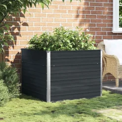 vidaXL Jardín-Jardinera elevada acero galvanizado gris 100x100x77cm