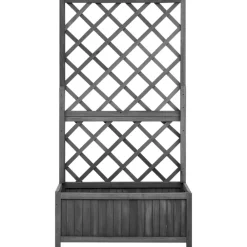 vidaXL Jardinera enrejada de jardín madera de abeto 70x30x135cm Negro Hot