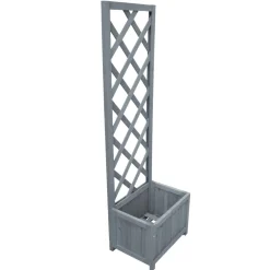 vidaXL Jardinera enrejada madera maciza de abeto 40x30x135 cm Gris Clearance