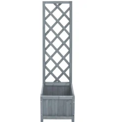 vidaXL Jardinera enrejada madera maciza de abeto 40x30x135 cm Gris Clearance