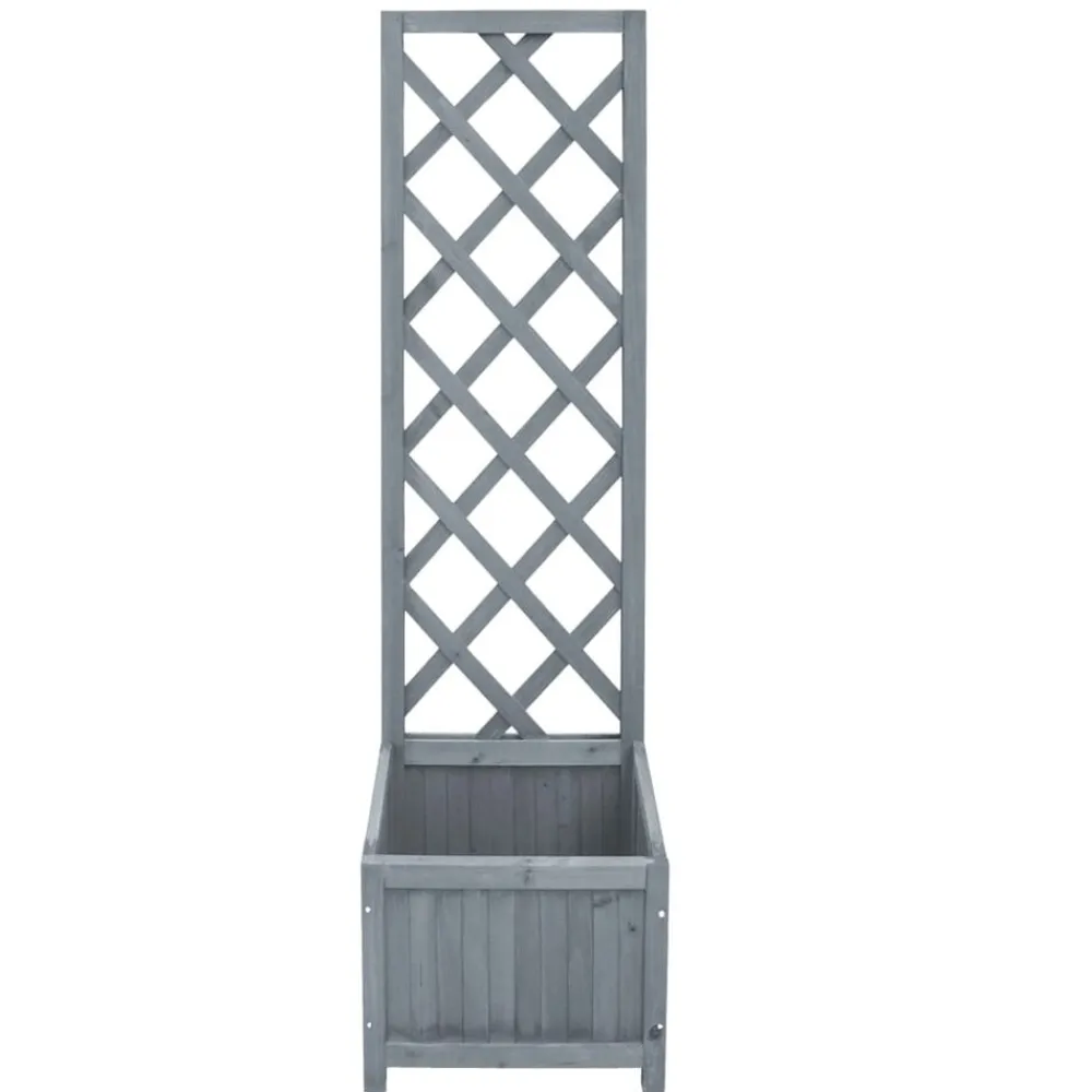 vidaXL Jardinera enrejada madera maciza de abeto 40x30x135 cm Gris Clearance