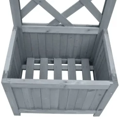 vidaXL Jardinera enrejada madera maciza de abeto 40x30x135 cm Gris Clearance