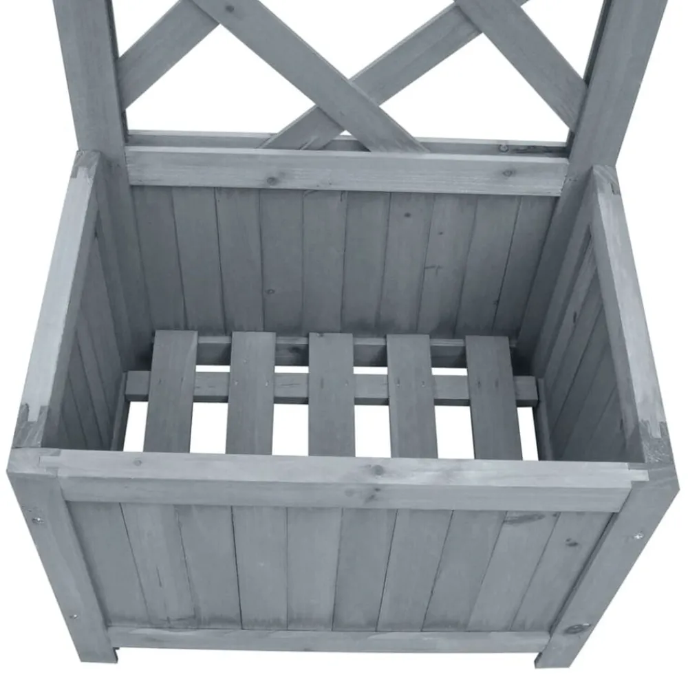 vidaXL Jardinera enrejada madera maciza de abeto 40x30x135 cm Gris Clearance