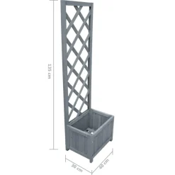 vidaXL Jardinera enrejada madera maciza de abeto 40x30x135 cm Gris Clearance