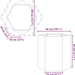 vidaXL Jardinera hexagonal acero blanco 46x40x45 cm Acero/Blanco Online