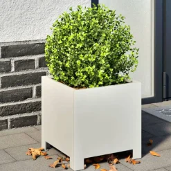vidaXL Jardinera hexagonal acero blanca 30x30x30 cm Acero/Blanco Best